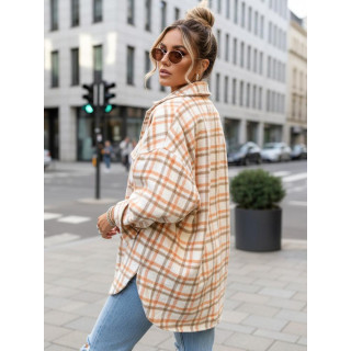 Ženska karirasta oranžno-bež srajca DY0482