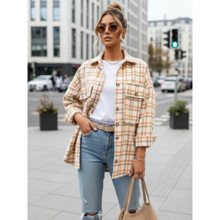 Ženska karirasta oranžno-bež srajca DY0482