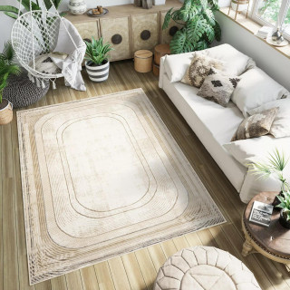 Moderna vzorčasta preproga v krem barvi