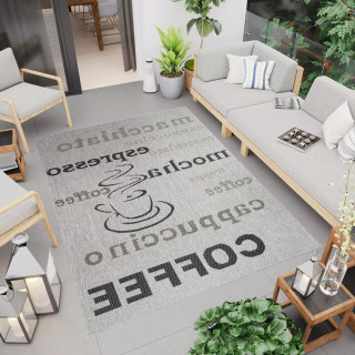 Siva črtasta preproga z napisi