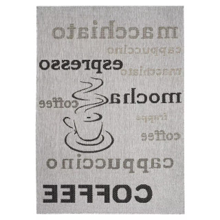 Siva črtasta preproga z napisi