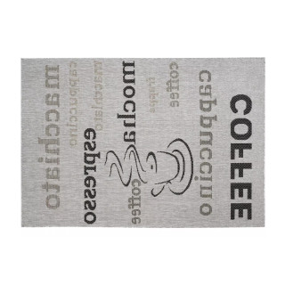 Siva črtasta preproga z napisi