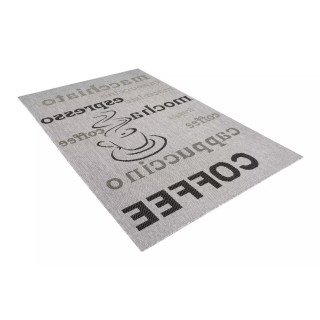 Siva črtasta preproga z napisi