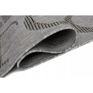 Siva črtasta preproga z napisi