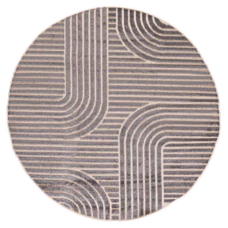 Krem okrogla preproga z vzorcem