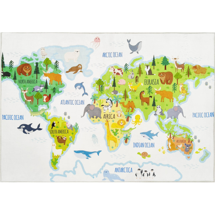 Otroška preproga z zemljevidom in živalmi