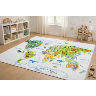 Otroška preproga z zemljevidom in živalmi