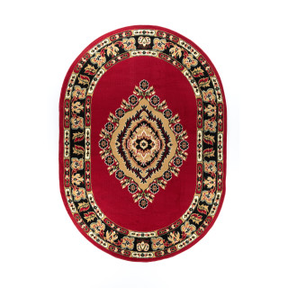 Ovalna rdeča preproga z vzorcem