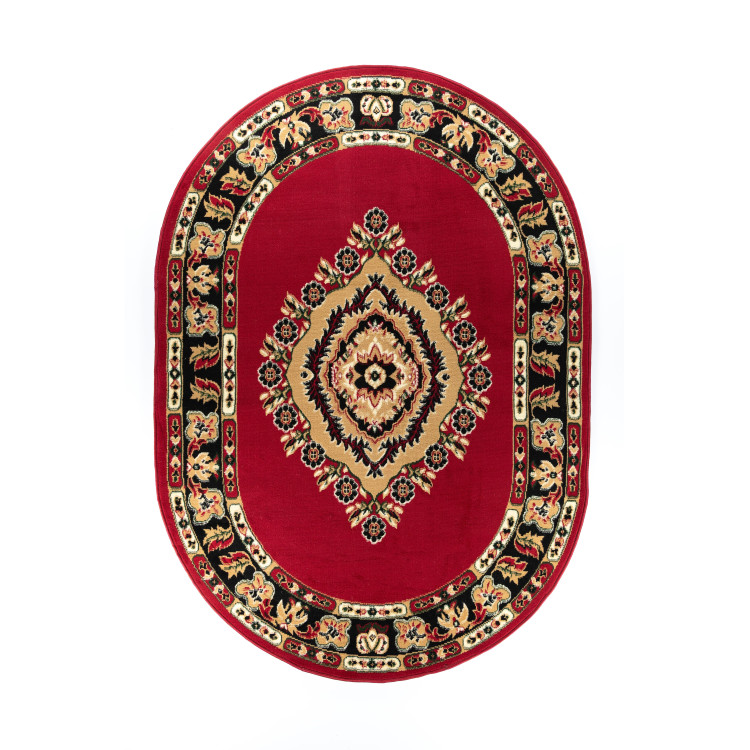 Ovalna rdeča preproga z vzorcem