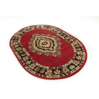Ovalna rdeča preproga z vzorcem