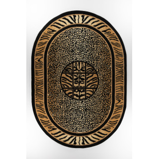 Črna ovalna preproga z vzorcem