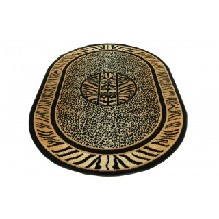 Črna ovalna preproga z vzorcem