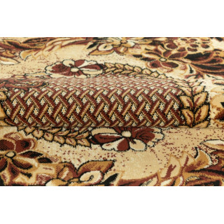 Svetlo bež ovalna preproga s cvetličnim vzorcem