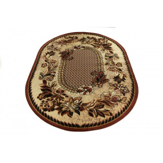 Svetlo bež ovalna preproga s cvetličnim vzorcem