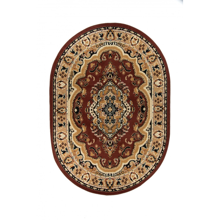 Ovalna rjava preproga z vintage vzorcem
