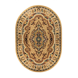Bež ovalna preproga z vintage vzorcem