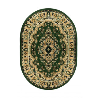 Ovalna zelena preproga z vintage vzorcem