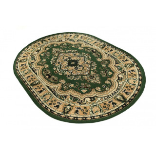 Ovalna zelena preproga z vintage vzorcem