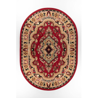 Rdeča ovalna preproga z vintage vzorcem