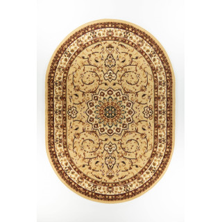 Bež ovalna preproga z vintage vzorcem