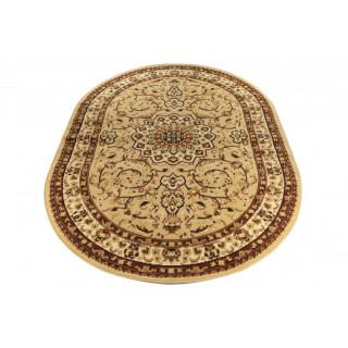 Bež ovalna preproga z vintage vzorcem