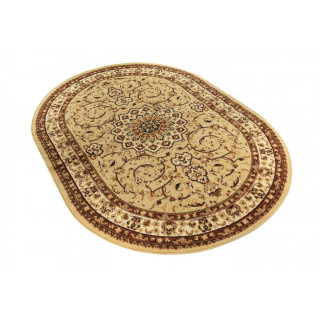 Bež ovalna preproga z vintage vzorcem