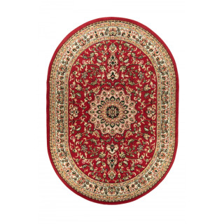 Ovalna rdeča preproga z vintage vzorcem