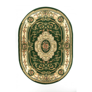 Zelena ovalna preproga z vintage vzorcem