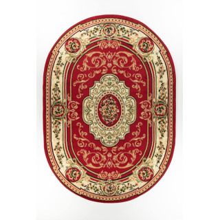 Ovalna rdeča preproga z vintage vzorcem