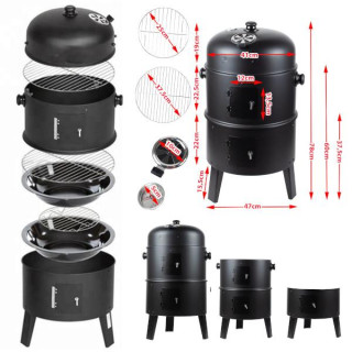 3v1 - kadilnica, kamin, žar SmokeHouse GM8000 + termometer