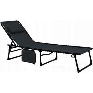 Zložljiv črni ležalnik MalTec OASIS