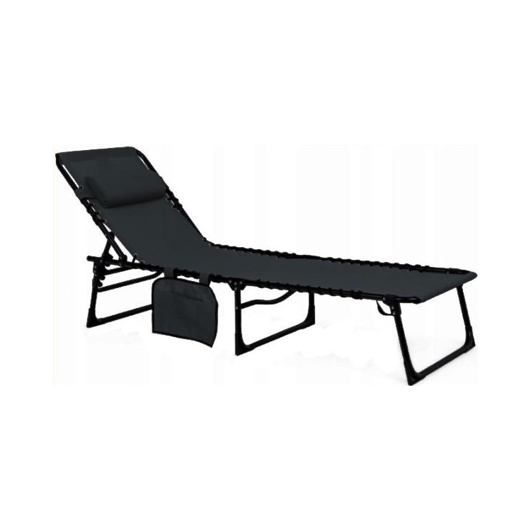 Zložljiv črni ležalnik MalTec OASIS