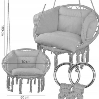 Siv viseči stol z blazino