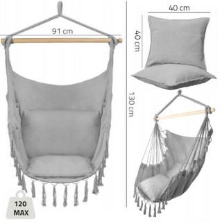 Viseči sivi brazilski stol z blazinami