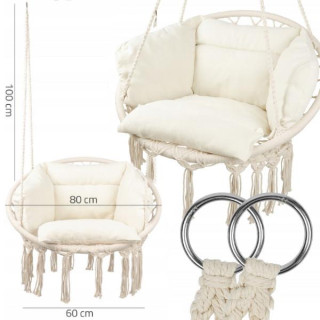 Bež viseči stol z blazino