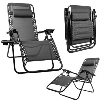 Temno siv zložljiv ležalnik ZeroGravity