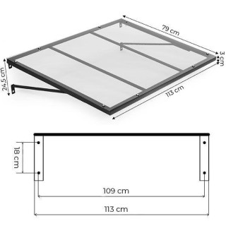 UV nadstrešek nad vhodnimi vrati - 113x80 cm