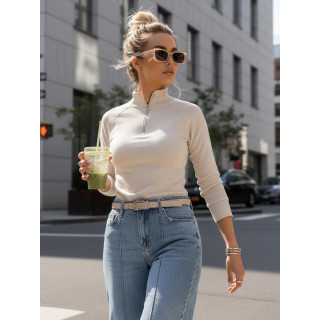 Bež ženska jopa s stoječim ovratnikom BY1563