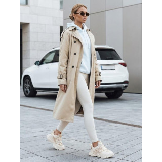 Ženski dvoredni trenčkot plašč svetlo bež barve TY5353
