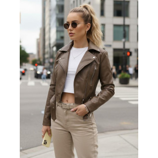 Svetlo rjava ženska usnjena jakna TY5536