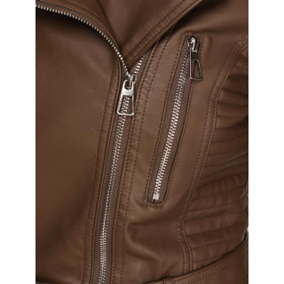 Ženska rjava usnjena jakna TY5537