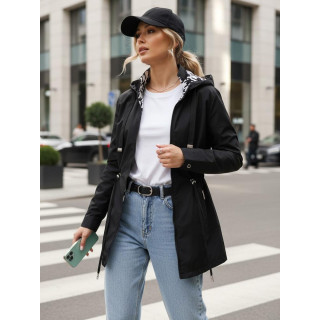 Ženska črna parka s kapuco TY5570