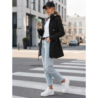 Ženska črna parka s kapuco TY5570