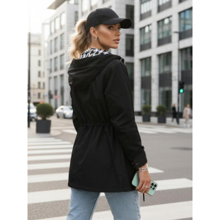 Ženska črna parka s kapuco TY5570