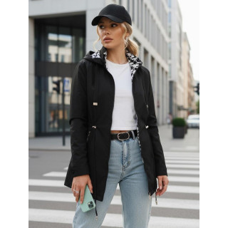 Ženska črna parka s kapuco TY5570