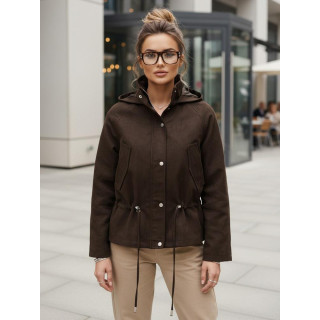 Ženska semiš jakna v čokoladni barvi TY5576