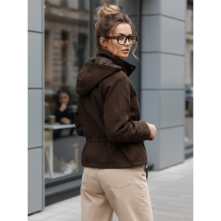 Ženska semiš jakna v čokoladni barvi TY5576