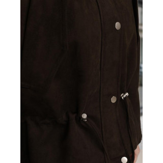 Ženska semiš jakna v čokoladni barvi TY5576