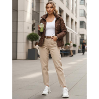 Ženska prehodna jakna v rjavi barvi TY5590