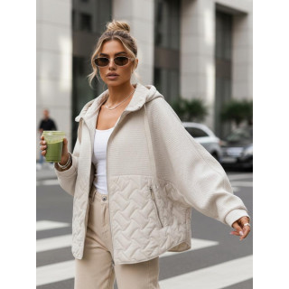 Ženska bež jakna prevelike velikosti TY5592